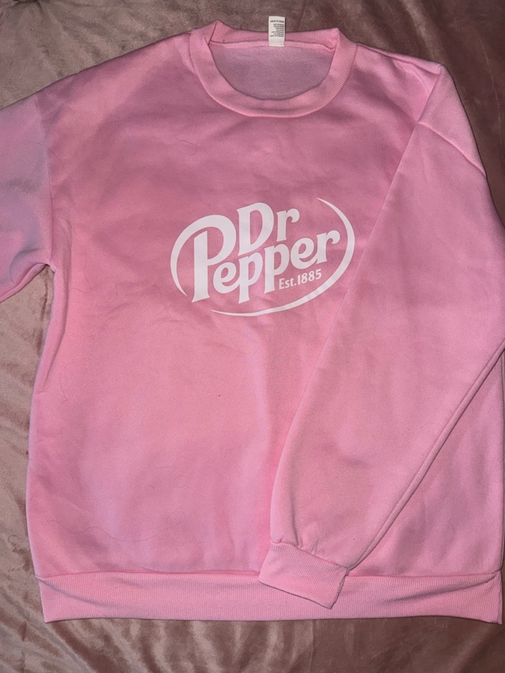 Gildan Pink Crewneck Sweatshirt with White Dr Pepper Logo